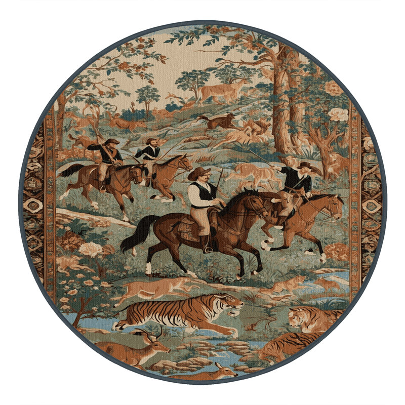 Tapis brun lavable à la machine, Rond 7 pi