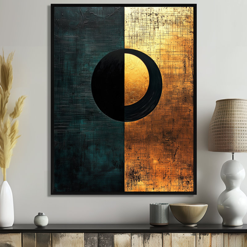Impression sur toile encadrée, "Divers formes géométriques", Noir, Impression encadrée flottante, H 20 po x l 12 po