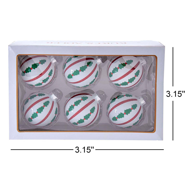 3.15'' Striped Glass Christmas Ball Ornament