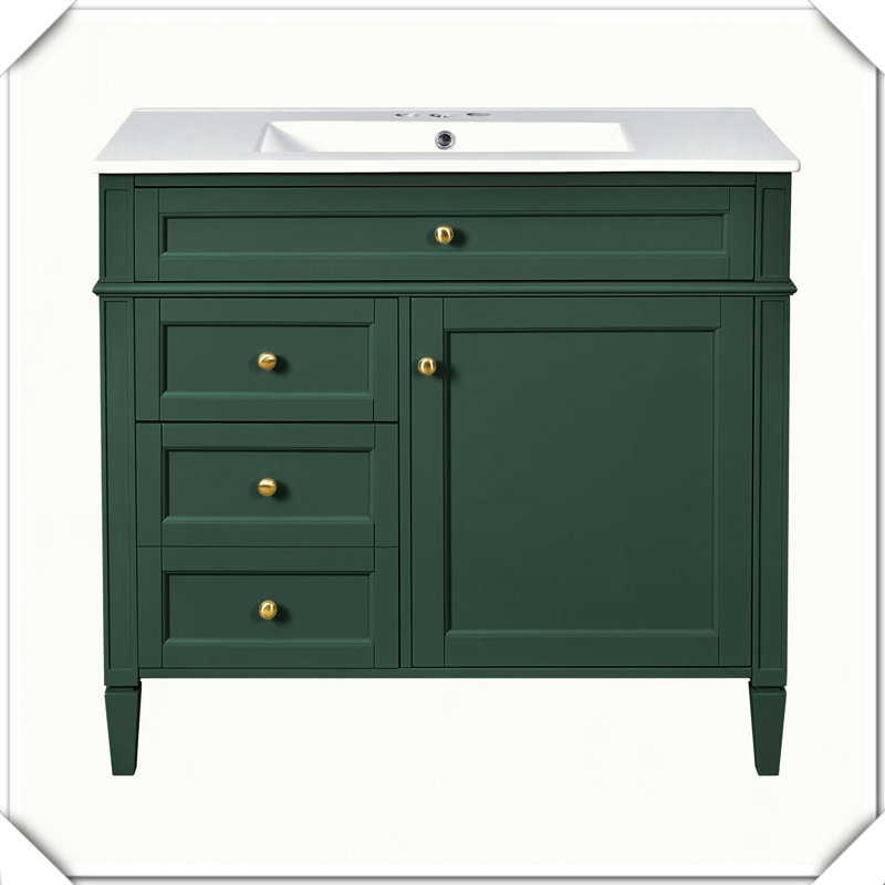 Meuble-lavabo moderne simple avec tiroirs supérieurs, Vert