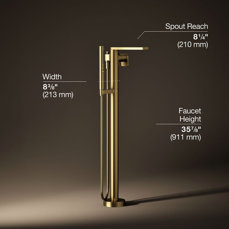 Composed Freestanding Bath Faucet, Vibrant Brushed Moderne Brass