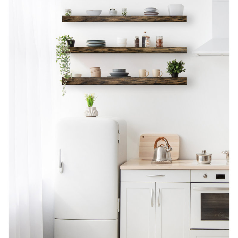3 Piece Oak Floating Shelf, 3'' H x 59'' W x 6'' D