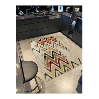 Tapis décoratif orange et orange zigzag
