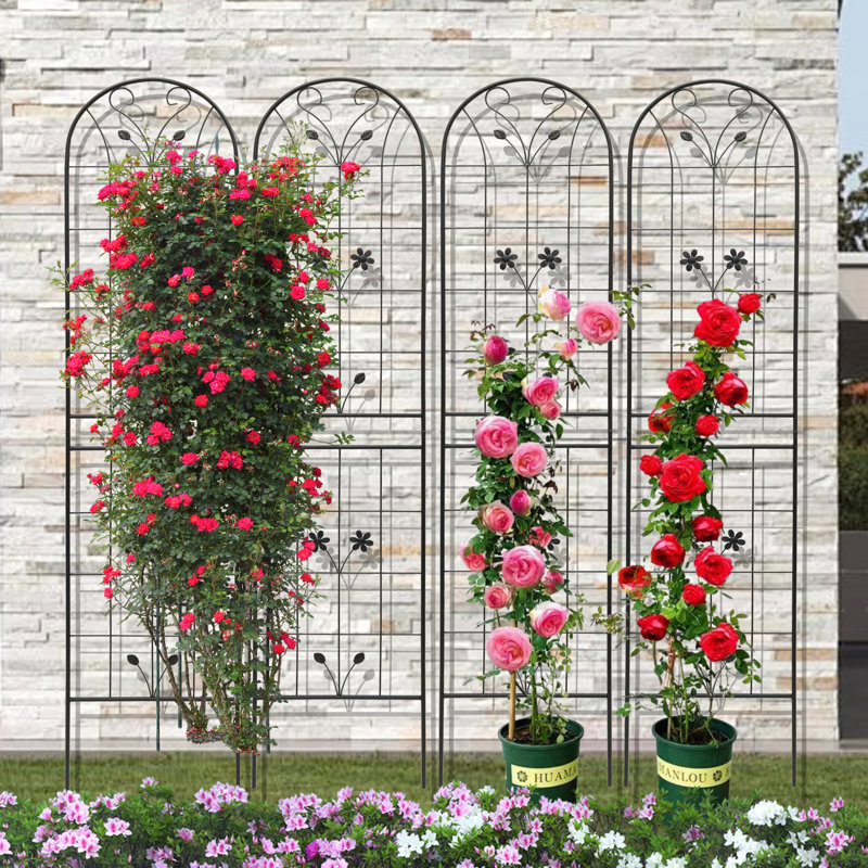  Panneaux arqués en treillis de jardin en métal 86,7 po x l 19,7 po pour vignes grimpantes