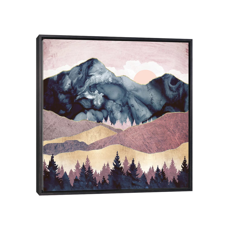 Mauve Vista - impression d'art graphique, Aucun mat, Toile avec cadre noir patiné, H 26 po x l 26 po x P 1,5 po