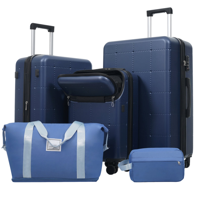 Ensemble de bagages 5 pièces avec sacs Hardside, bagage à main semi-ouvert 20 po avec port USB, bagage extensible 24 po 28 po avec roulettes doubles verrou TSA