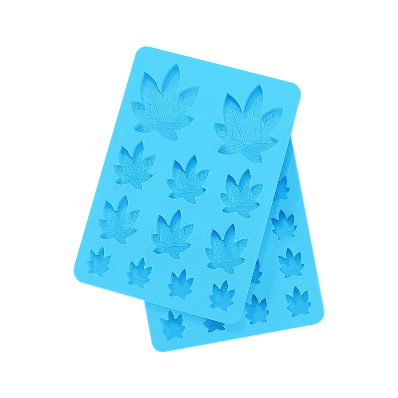 Ensemble de 2 moules à bonbons en silicone feuille, Bleu