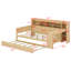 Lit de jour en bois avec tablettes de rangement, lit gigogne et bureau d'étude-720558367