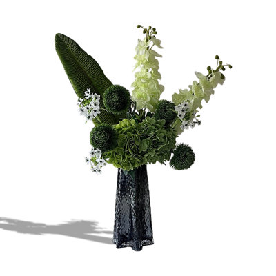 Faux fleurs vertes synthétiques en plastique souple avec fleurs décoratives