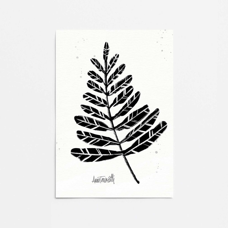 Imprimé botanique noir et blanc II, H 20 po x l 16 po, Impression sans cadre
