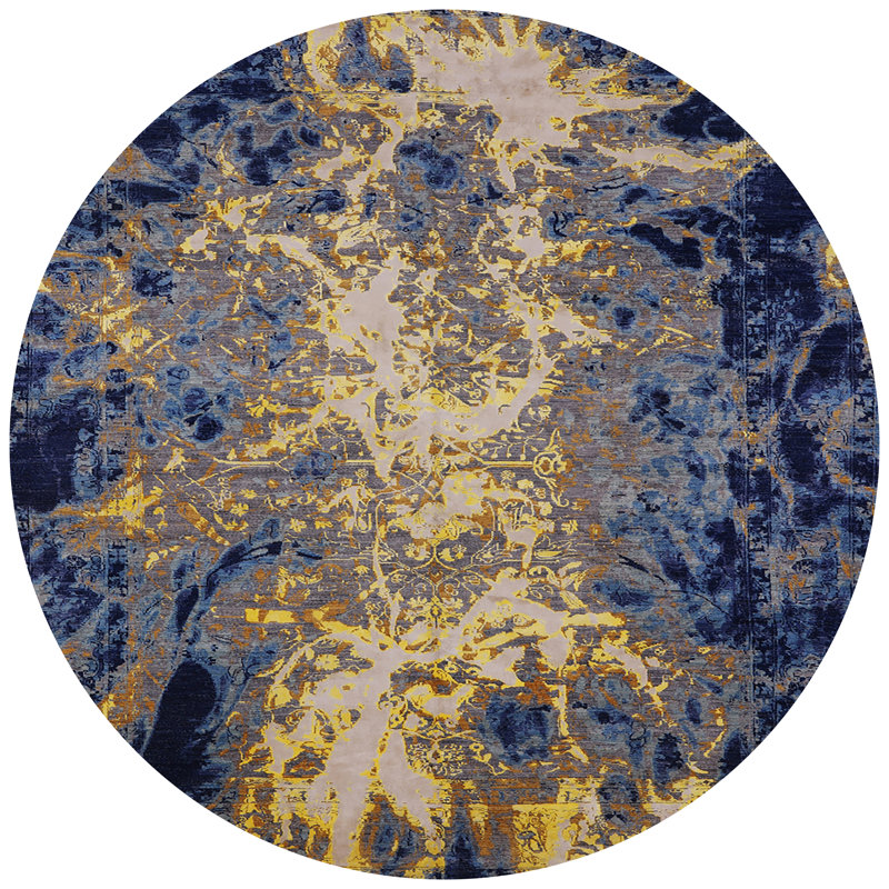 Iron Acton Abstract Indoor Rug, Round 3'