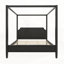 Lit plateforme à baldaquin en bois avec tête de lit et pieds de support-128949119-128949117