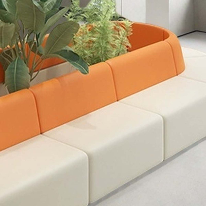 Oval beige spliced orange reception sofa