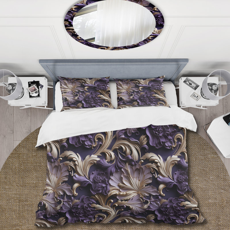 Ensemble de housse de couette Deep Purple Glamour Majesty - Paisley, Housse de couette pour très grand lit et 2 très
