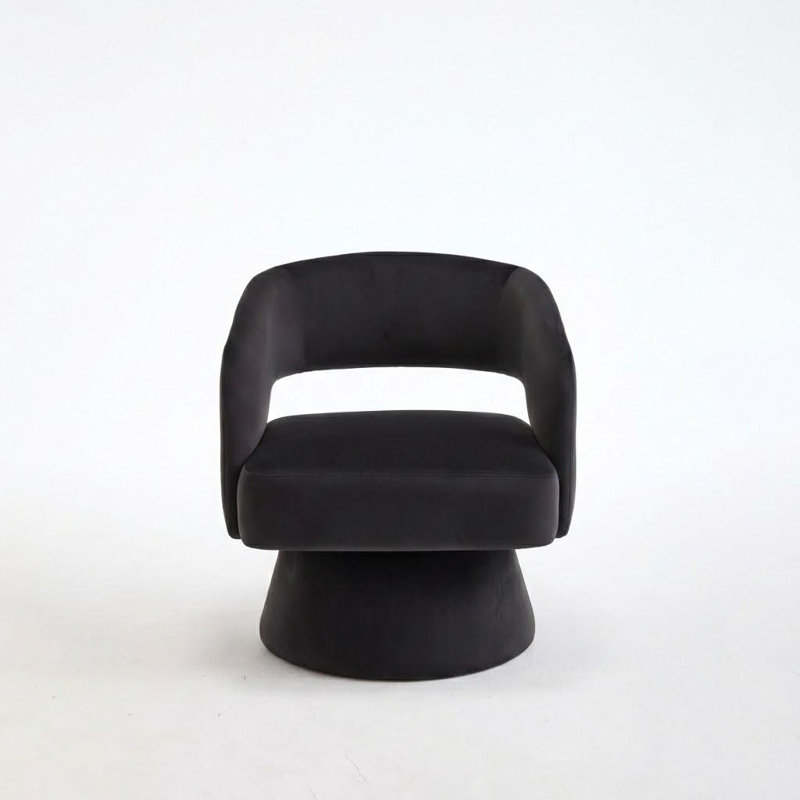 Fauteuil d'appoint pivotant en velours Modern, Noir