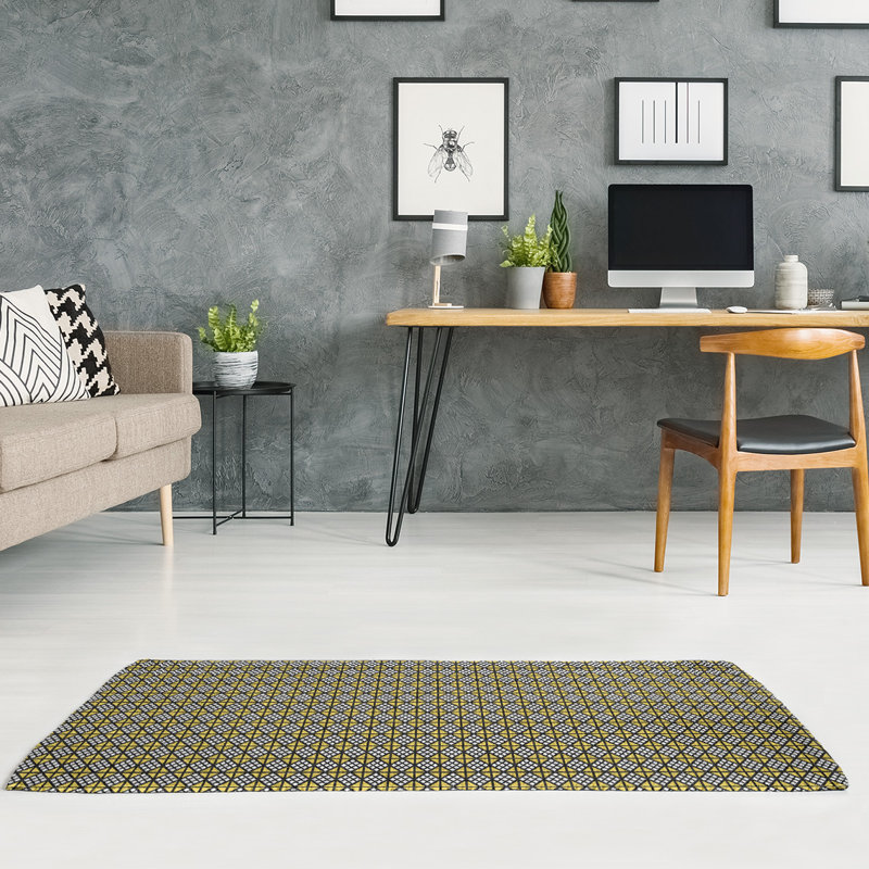 Tapis jaune classic diamants area, Rectangle 3 pi x 5 pi