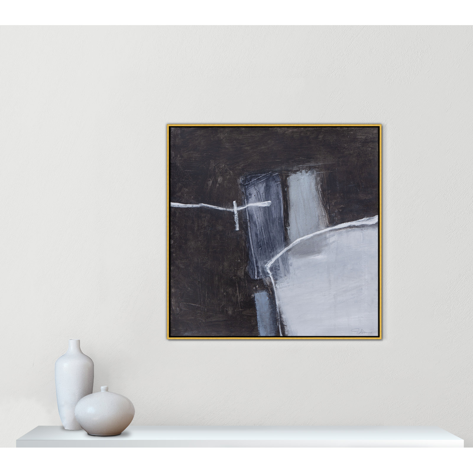 Casa Fine Arts "Graphite Gemstones I" Print, 41.5" H x 41.5" W, Gold