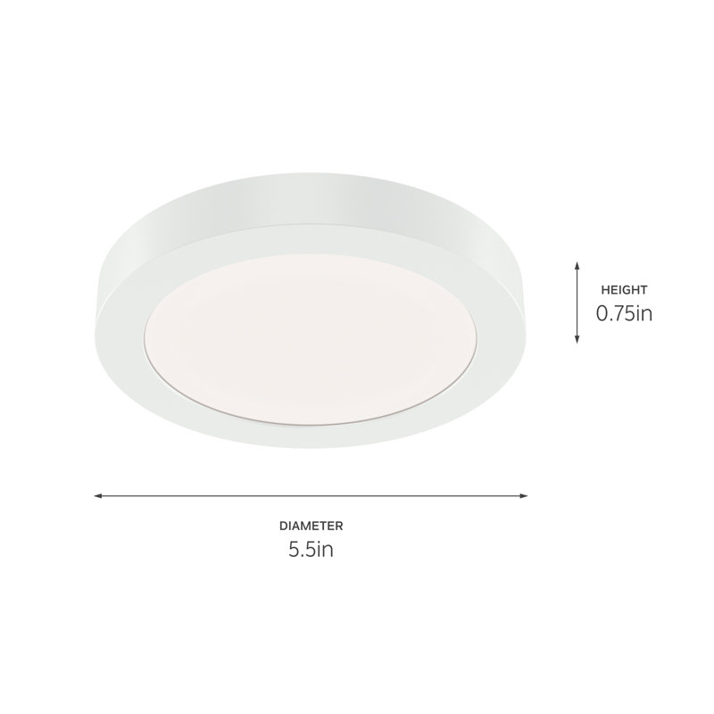 Spot à DEL intégré blanc, H 0,71 po x l 5,32 po x P 5,32 po