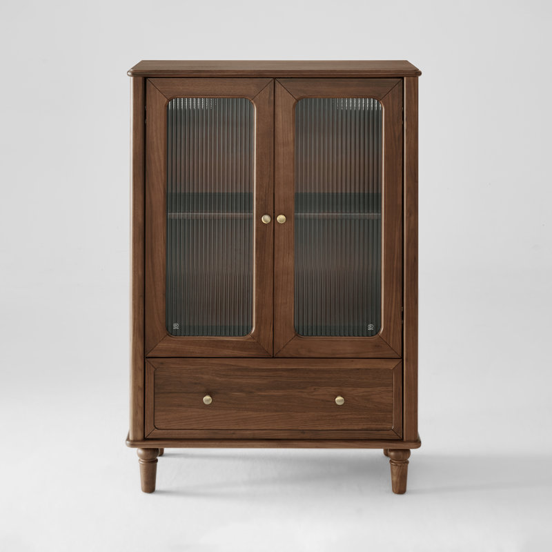 Armoire d'appoint traditionnelle avec rangement à tiroirs en noyer noir massif 31,5 po