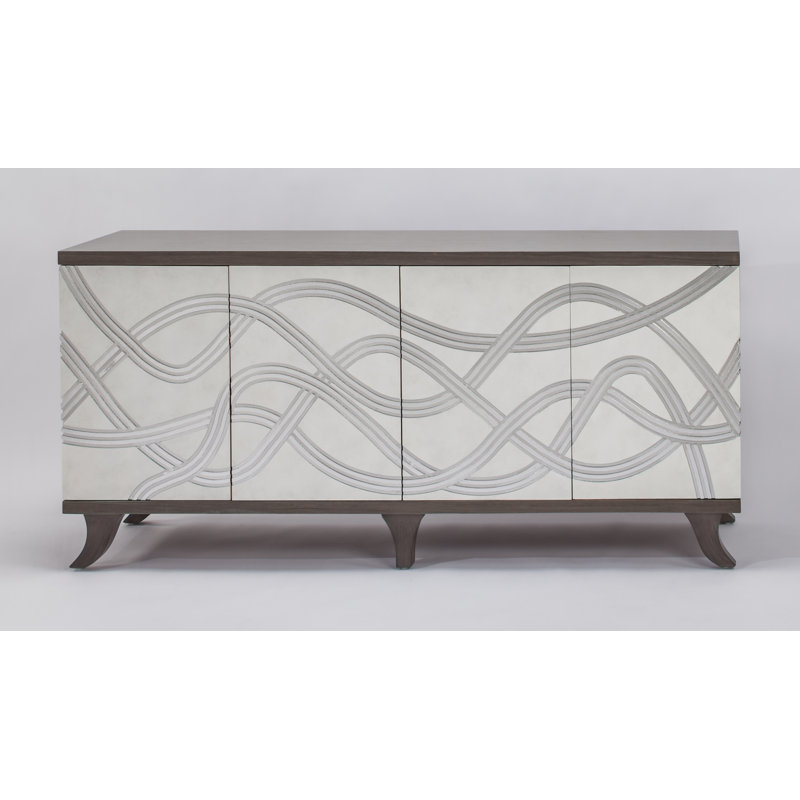 72'' Frosty White and Smoky Gray Traditional Sideboard