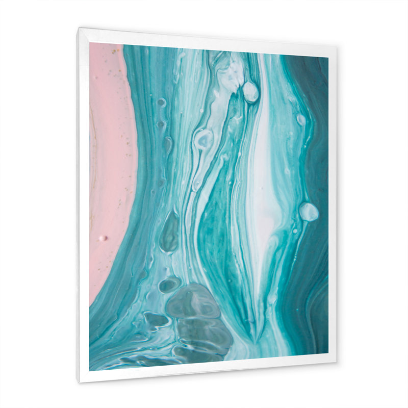 Marbre luxueux turquoise fluide Art III - décoration murale moderne sur toile, H 20 po x l 12 po x P 1 po