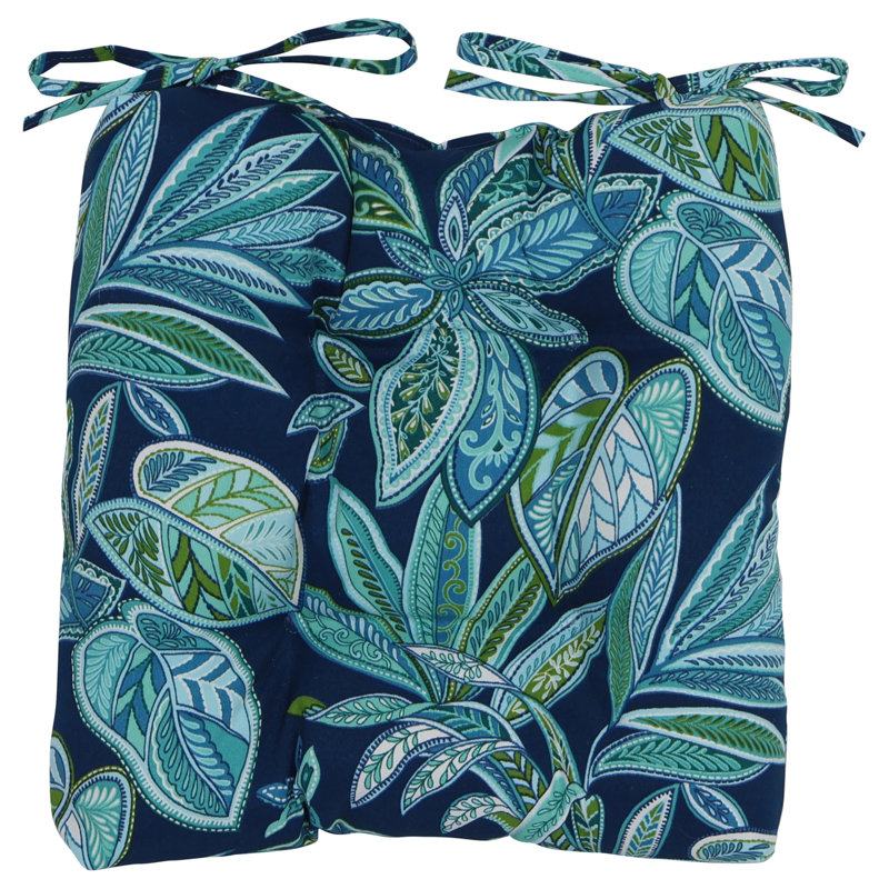 16-Inch Square Outdoor Tufted Chair Cushions (Set Of 4), Blue/Crestwood Marine Floral