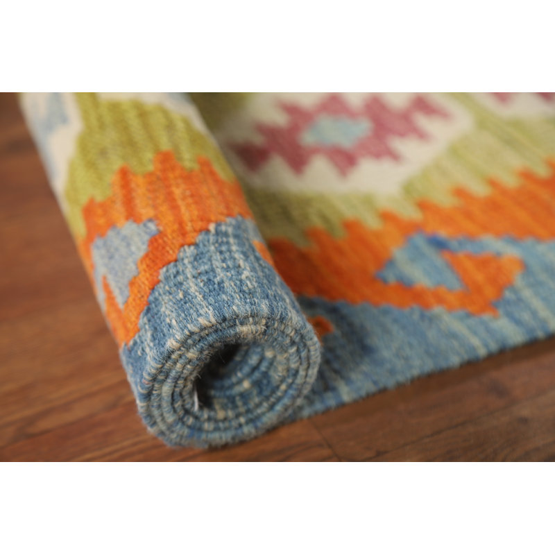 Reversible Wool Kilim Living Room Rug 7x10