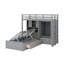 Lit superposé simple avec tiroirs, garde-robe, tablettes et hydraulique-373268467