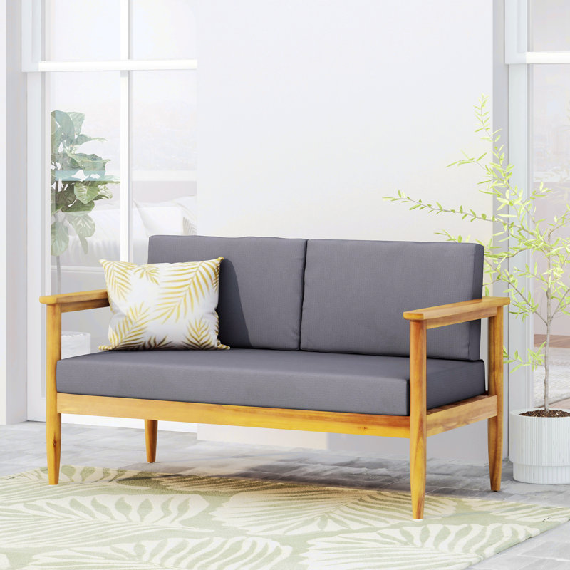 Weatogue 52.75'' Wide Acacia Loveseat with Cushions