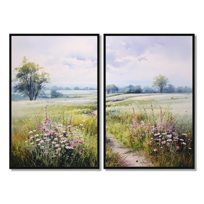 «Meadow Scenery Minimalisme Serenity II», art mural vert