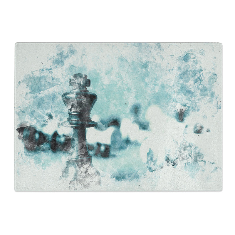 Tempered Glass a Chess Battle Watercolour Chopping Board, 20 cm x 28.5 cm