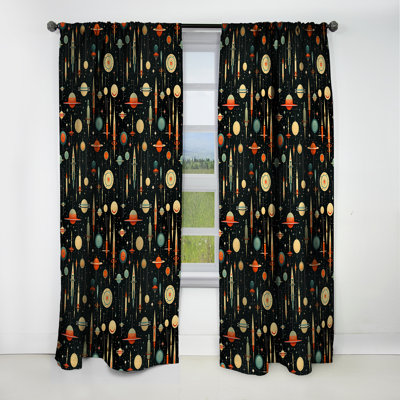 Space Age Retro Resurgence I - Midcentury Curtain - Velvet Blackout Geometric Curtain - 1 Panels