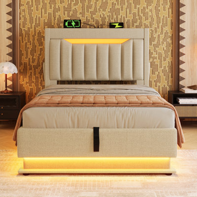 Coopersburg Upholstered Ottoman Storage Bed With LED Lighting