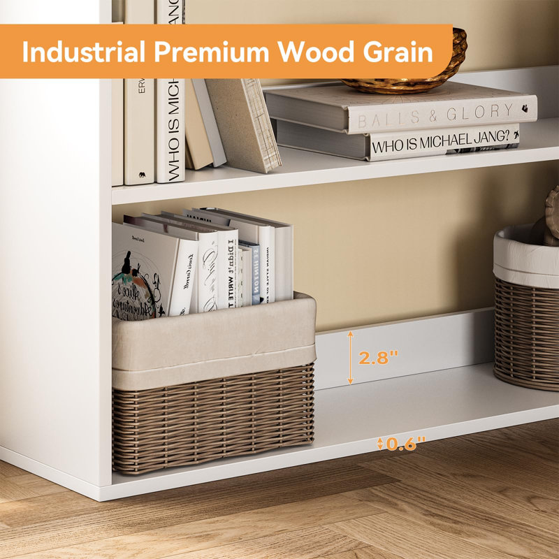 Corner Bookshelf, 6-Tier 71" Tall L-Shaped Wooden Bookcase with Baffles, Industrial Storage Display Shelf, White
