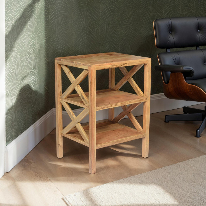 Table de bout en bois massif Yosaira, Naturel