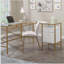 Bureau en L avec plateau en verre, finition blanche