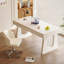 Bureau d'écriture rectangulaire en pierre frittée blanc crème-1839749871