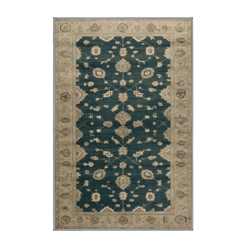 Machine Washable Overdyed Green Area Rug, Rectangle 3' x 5'