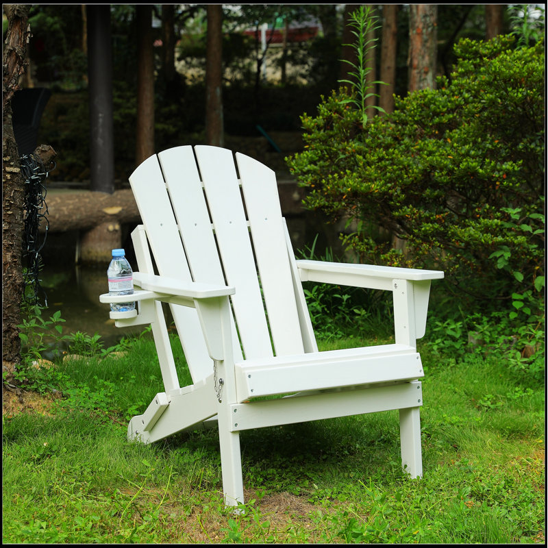 Chaise Adirondack en PEHD pliable avec porte-gobelet double - durable, résistante aux intempéries et facile à ranger pour un confort extérieur