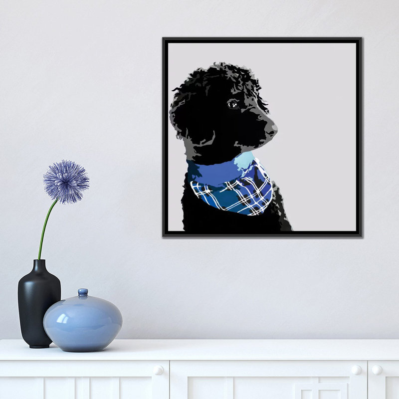 « standard black caniche iii » par julie ahmad, impression sur toile tendue, H 18 po x l 18 po x P 1,5 po, Pas de tapis
