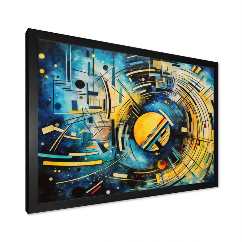 Bleu et symétrique éthéré I - impression, Cadre simple noir, H 24 po x l 32 po x P 1 po