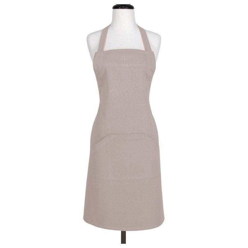 Solid Bib Apron, D-Ring Neck Tie, Pewter