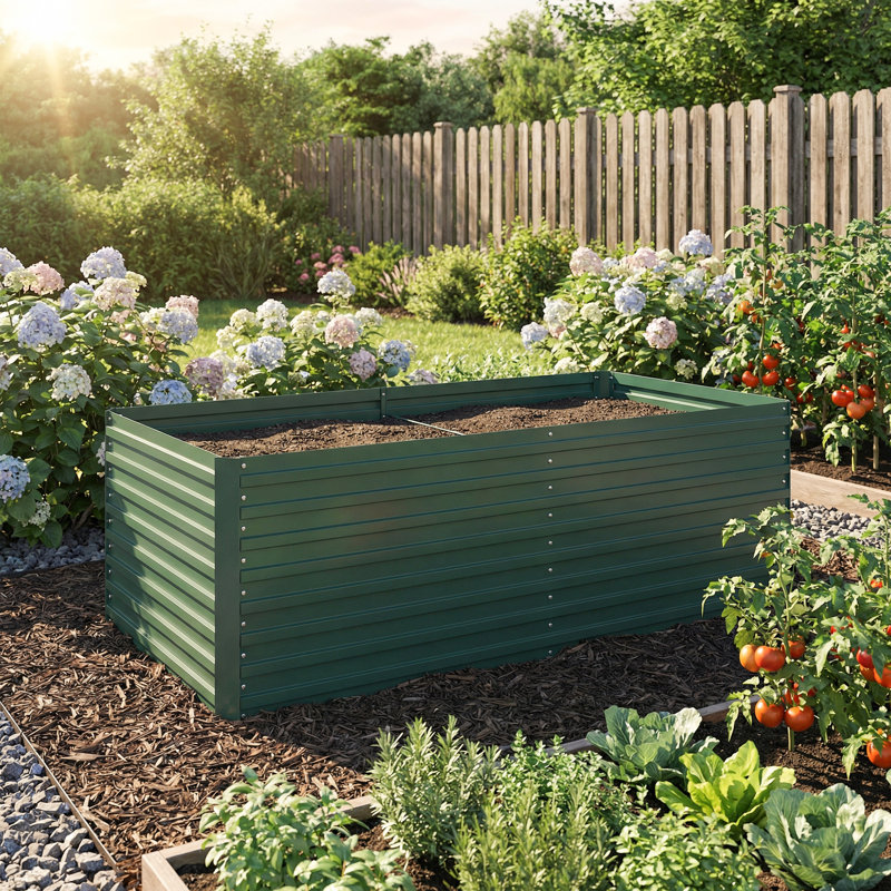 Ensemble de 2 jardin surélevé galvanisé 6 x 3 x 2 pi, vert, Vert