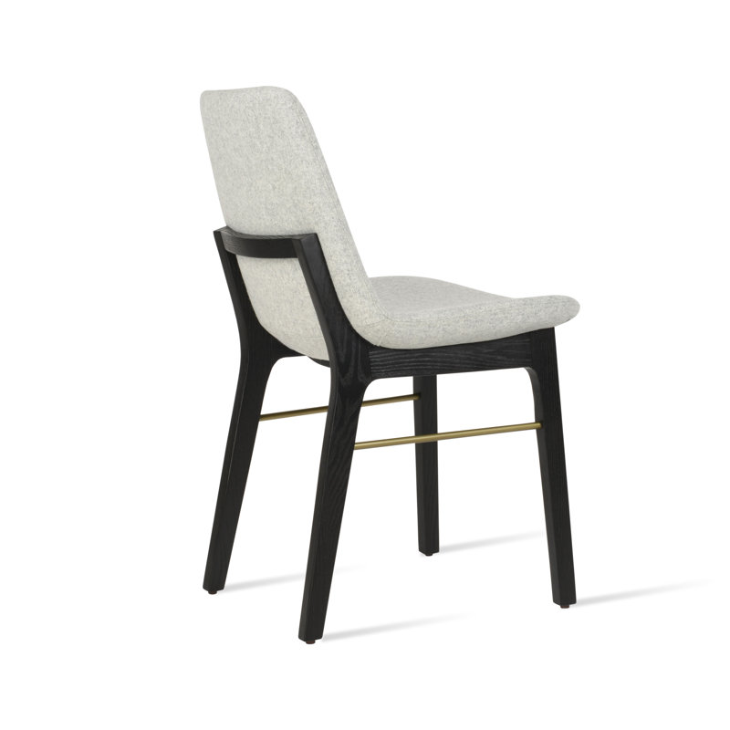 Eiffel Wood with Stretchers Dining Chair, Silver Wool
