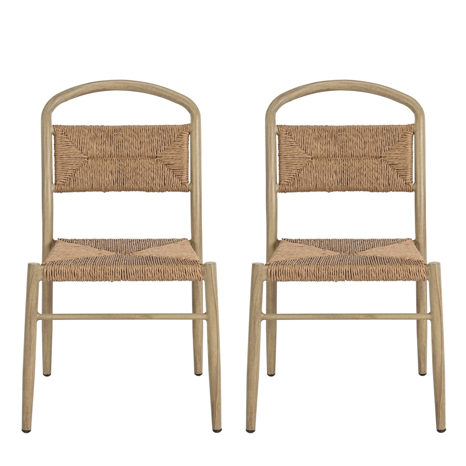 Spearman Wicker & Aluminum Patio Dining Chairs, Natural Wicker