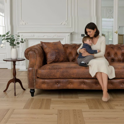 Richmond Mogadore Faux Leather Chesterfield Sofa
