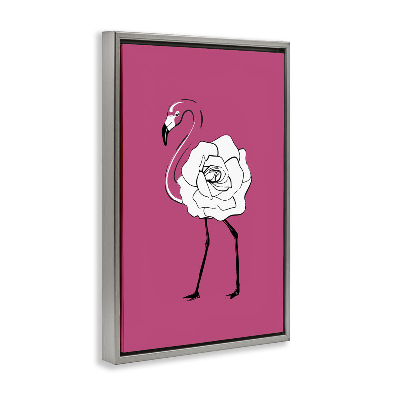 Toile flottante encadrée «Rose Blossom Flamingo» par Martina Pavlova, Cadre flottant gris lustré, H 25 po x l 17 po