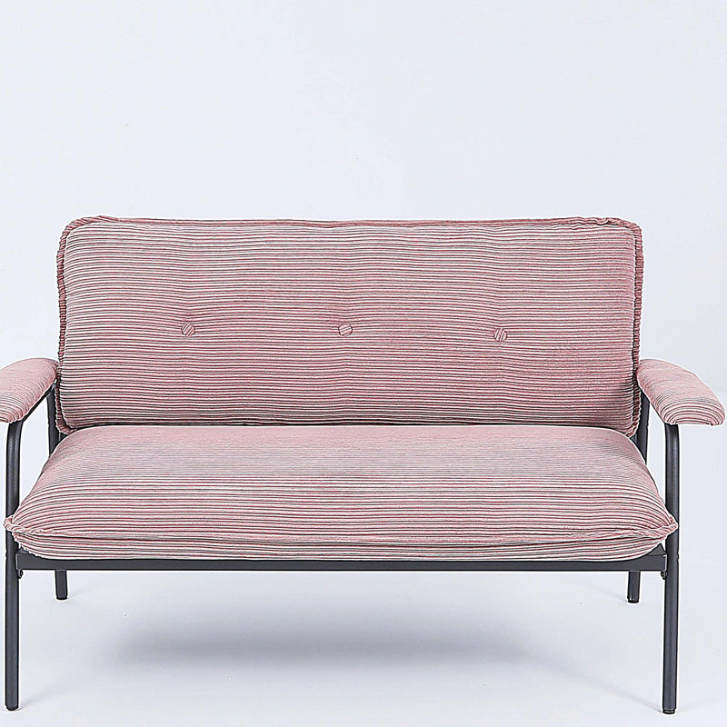 Canapé en velours côtelé de 53 pouces avec structure en métal, Rose
