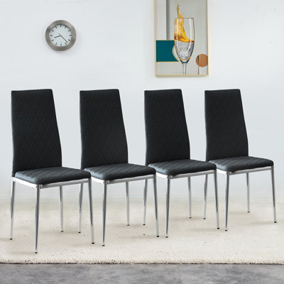 Chaise rembourrée en similicuir à haut dossier Danyacha