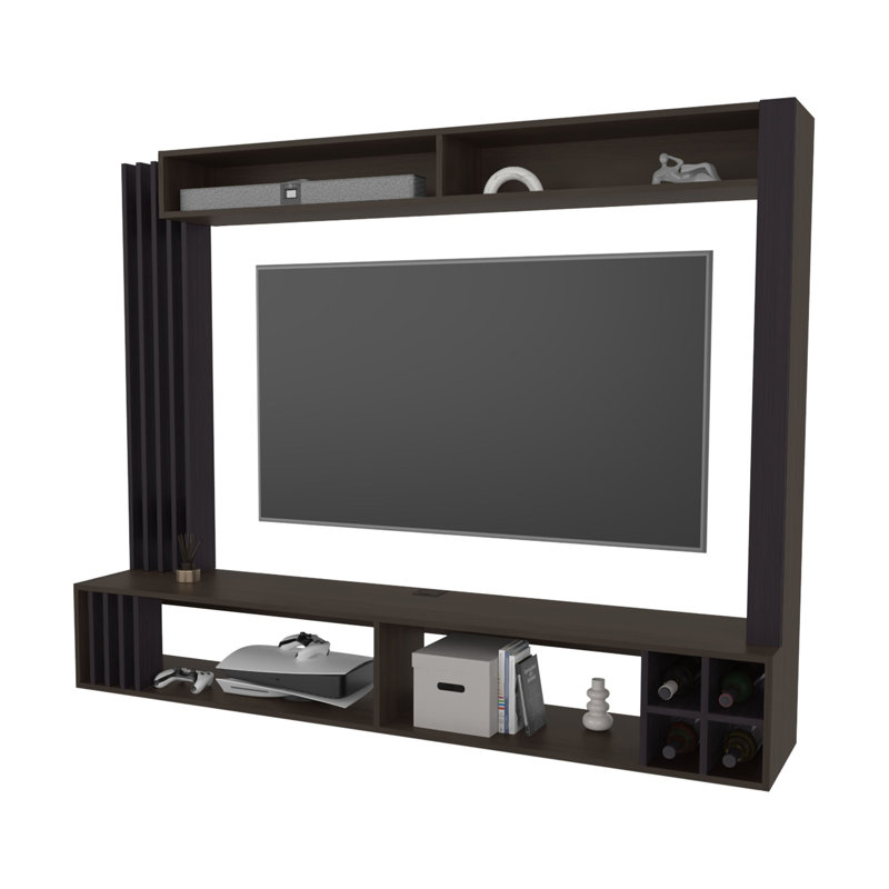Meuble audio-vidéo Wenge avec rangement pour bouteilles de vin sur place